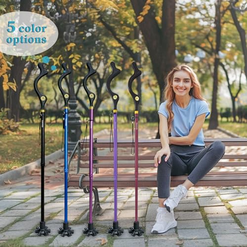 Walking Cane Foldable for Men & Women Seniors for Balance,Self Standing Folding,Height Adjustable Anti-Slip Lightweight Alloy Walking Stick for Travel Mobility Aid - color: Blue