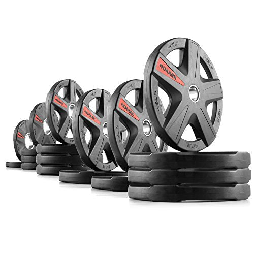 XMARK Olympic Weight Set | TEXAS STAR Weight Set Rubber-Coated Olympic Weight Set With XMARK BLACKSMITH Barbell Bar, Barbell Weight Set, Weights, Barbell - color: 17) Straight Bar & 365 lb Weight Set