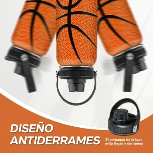 SANDJEST Basketball Water Bottle 32oz Stainless Steel Insulated Bottles for Men Women Sports Lovers Fan Players Coach - Basketball Gifts for Birthday Christmas - color: Basketball 2