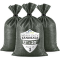 Heavy Duty Sand Bags Pack of 3, Army Green Empty Sandbags with Built-In Ties, Woven Polypropylene UV Protection 1600 Hours, Fillable Bags for Flood Control, Weight, 12x20 inches, 25 Pounds Volume - size: 12"W x 20"L, style: Pack of 3