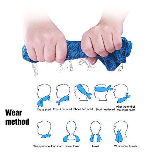 Cooling Towel Microfiber Towels for Instant Relief Sports Towel Headwear for Golf Swimming Football Workout Gym 40"x12" Travel Towel for Sweat,Blue - color: Blue