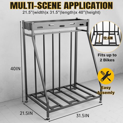 3 Bike Stand Steady Bike Rack Garage with Baskets Storage Indoor Bike Storage Rack Metal Floor Bicycle Station for Parking Suitable for Mountain, Hybrid, Adult and Kids Bikes - style: 3 Bike Stand
