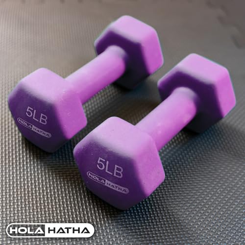 HolaHatha 1, 2 and 3 lb Neoprene Dumbbell Strength Training Weight Set with Rack - color: Blues, size: 146 LB