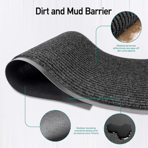 Durable Rubber Door Mat - Heavy Duty, Indoor/Outdoor, Easy Clean, Waterproof, Low-Profile Mat for Entry, Patio, Garage - Stylish (Black, 2' x3' Feet) - color: Black, size: 2 x 3 feet