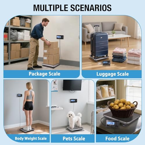 SurmountWay Shipping Scale 660lbs LCD Digital Platform Heavy Duty Portable Stainless Platform for Postal Shipping Scale Industrial Floor Scale W/ 14"X 12" - size: 660lb