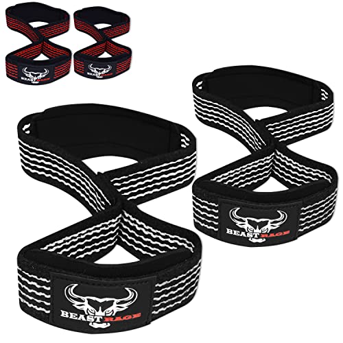 BEAST RAGE Heavy Duty Lifting Wrist Straps for Weightlifting, Figure 8 Loop Powerlifting Deadlift Strap Wraps Weights Padded Support Professional Fitness Gym Bodybuilding - color: White