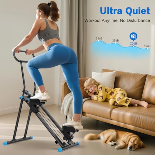 HXD-ERGO Stair Stepper for Home, New Version 6 Adjustable Resistance Vertical Climber Cardio Exercise Machine, Folding Stair Climber for Full Body Workout with Adjustable Handlebar - color: Black
