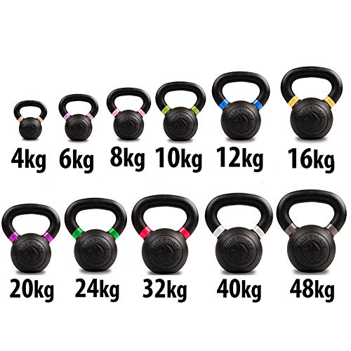 RAGE Fitness Powder Coated Kettlebells For Strength Training, (4 kg, 6kg, 8kg, 10kg, 12kg, 16kg, 20kg - SOLD INDIVIDUALLY), Conditioning and Crossfit Training, Pound and Kilogram Markings, Color Coded