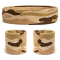 Suddora Camo Headband/Wrist Band Set - Camouflage Sweatbands for Basketball, Tennis, Working Out, Gym - color: Camo Tan