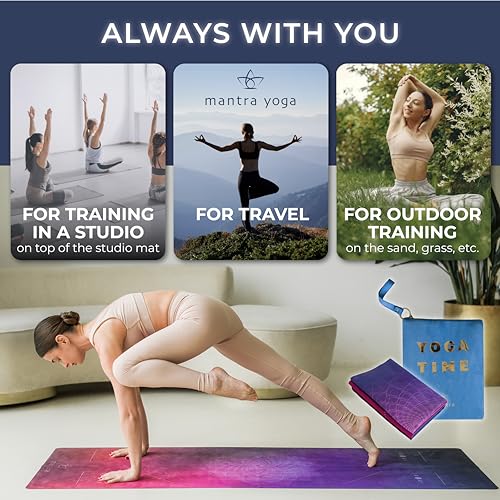 Mantra Yoga Travel PRO 1.5mm with Knee Pad - Foldable Fitness & Exercise Mat with Bag | Lightweight, Compact & Eco-Friendly | Non-Slip & Washable | For All Types of Yoga | 72" L x 24" W | 2.6 lbs - color: Asana