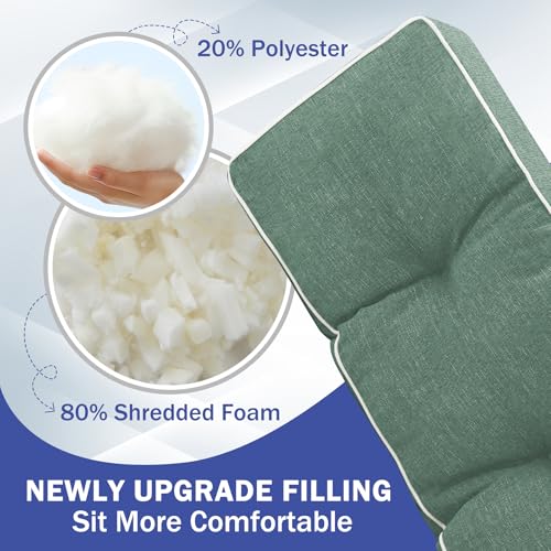 IPYNBAP Bench Cushion, 36 x 14 Inch Patio Furniture Cushions with Durable Ties, Soft Memory Foam Bench Cushions for Indoor/Outdoor Furniture with Non-Slip Bottom, Kitchen&Dining, Green - color: Green, size: 36*14+4”