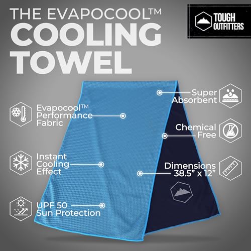 Tough Outdoors Cooling Towels for Neck Face - Neck Cooling Towel for Hot Weather Yoga Sports Golf Sweat - Instant Cold Towel - 3 Pack - color: Light Blue/ Green/ Red, size: 3 Pack