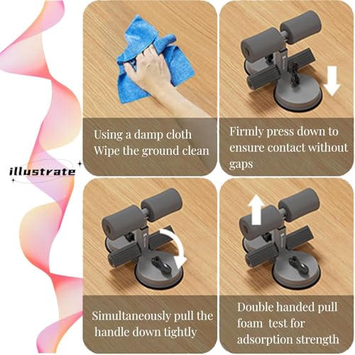 abs master sit up bar,sit ups foot holder with Elastic 2 Suction Cups and Pull Rope Portable Sit Up Assistant Device for Home Workout - color: black