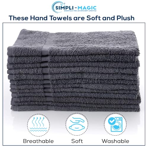 SIMPLI-MAGIC Towels, Hand, Gray 12 Count - size: 12 Pack, style: Hand Towels