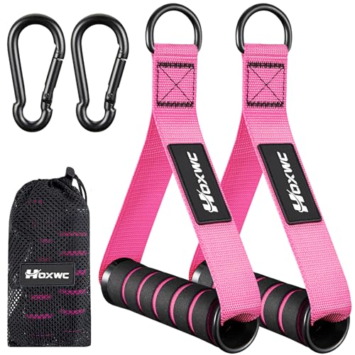 HOXWC Cable Handles Gym Equipment, Heavy Duty Resistance Band Handles, Replacement Exercise Handles for Cable Machine, Pulley System, Strength Trainer, Pull Down Workout, Home Gym Cable Attachments - color: Pink
