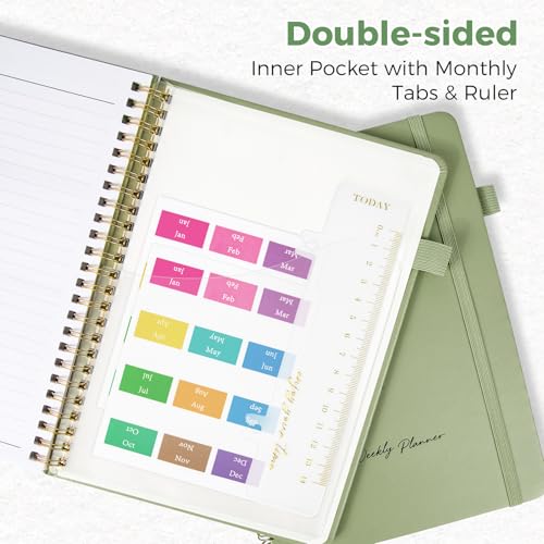Oucaru Undated Daily Planner, 8.5"x11", A4 Size Spiral Notebook with Hourly Schedule, To Do List, Priorities, and Notes for Productivity - Easily Organize Your Tasks, Appointments & Goals for Women - size: A4-Green, style: Daily Planner