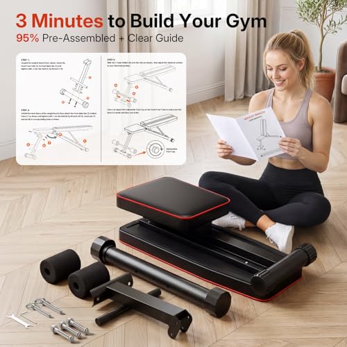 Adjustable/Foldable Weight Bench, 660LBS Home Gym Workout Bench Lifting Sit-up Exercise Bench for Bench Press - color: BLACK -3