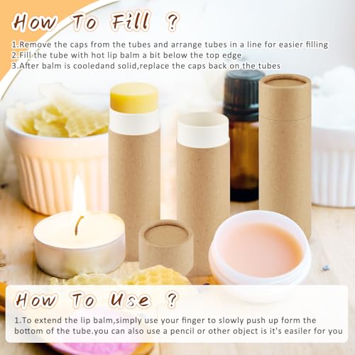 10 Pcs 2 oz Paperboard Deodorant Tubes,Empty Push-Up Style Kraft Paper Tube Holder,Cardboard Biodegradable Round Solid Container for DIY Homemade Lotion Bars,body Deodorant Sticks- Brown