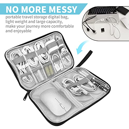 Lcsmaokin Electronics Organizer Travel Case,Electronic Accessories Storage Bag,Portable Waterproof Cable Organizer Bag,with 5 Cable Ties，for Travel,Work-Black - color: A-Black Set, size: Single Layer