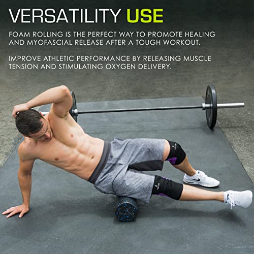 ProsourceFit High Density Foam Rollers 36 - inches long, Firm Full Body Athletic Massage Tool for Back Stretching, Yoga, Pilates, Post Workout Muscle Recuperation, Black/Blue - color: Black/Blue, size: 36"H x 6"D