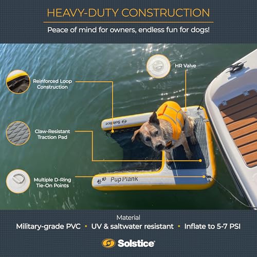 SOLSTICE Inflatable Pup Plank, Dog Water Ramp for Boats & Docks, Boost Step - size: XL (200 Pounds)