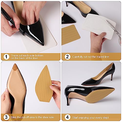 Anti-Slip Shoe Grips Pads, Silicone High Heel Insole Protectors, Beige, 2 Pairs, Women's High Heel Wearers - color: Yellow, size: 8.0"×4.5"