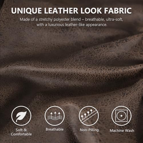 ANARACHON Leather Look Wingback Chair Covers, 2-Piece Wing Chair slipcover,Stretch Wing Back Armchair Slipcovers with Elastic Bottom, Soft Spandex FurnitureProtector for Living Room (Brown #2) - color: Brown #2