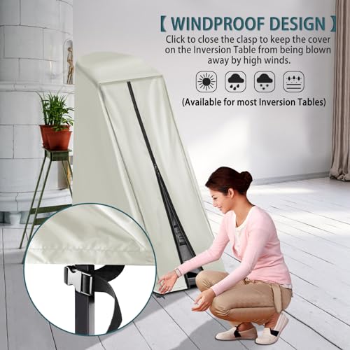 Inversion Table Cover - Dustproof and Waterproof Inversion Equipment Protection Covers (47" L X 28.3" W X 63" H) - Keep Your Inversion Table Safe from Dirt and Scratches - color: Beige
