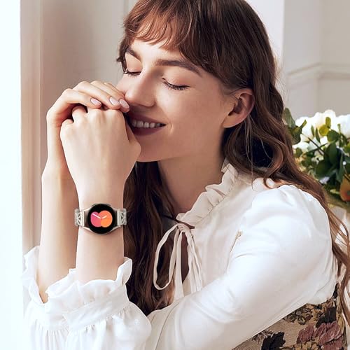 Getino Magnetic Metal Strap Compatible with Galaxy Watch 7 Band, Galaxy Watch 6 Classic Band FE 5 Pro 4 Active 2, 20mm Milanese Floral Dressy Wristband for Samsung Watch Bands Women 40mm 44mm 45mm - color: Strarlight