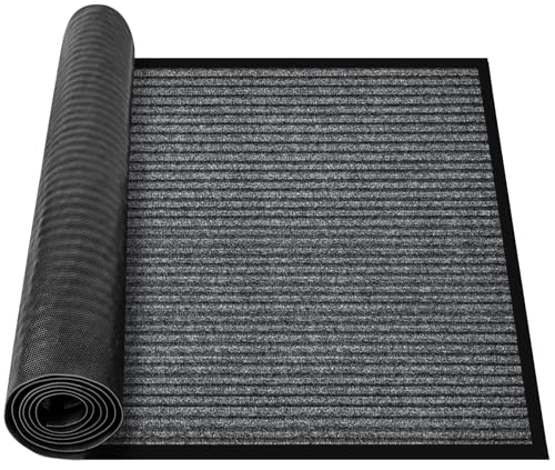 MYFAMIREA Commercial Floor Mat 2' x 6' Extra Large Front Door Industrial Rug Heavy Duty Brush Step Entrance Mat Weather Utility Rug with Non Slip Rubber Backing Low Profile for Entryway, Charcoal Grey - size: 2 x 6 Feet