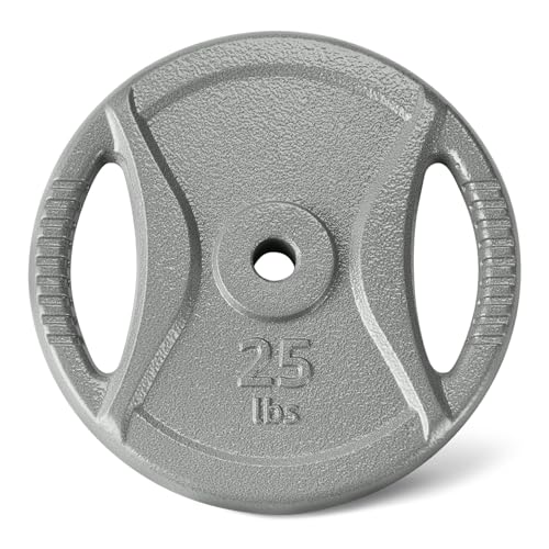 Amazon Basics 1-Inch Grip Weight Plates, Cast Iron, Strength Training, Home Gym - size: 25 lb, 1pc, 1"