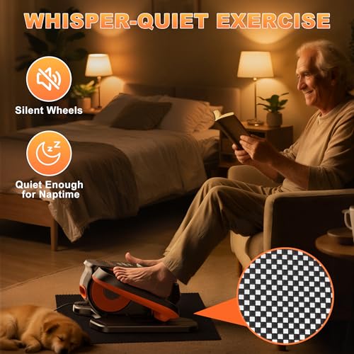 Mini Under Desk Elliptical Low Impact Electric Leg Exerciser As Seen on TV While Sitting for Seniors with Non-Slip Mat Quiet & Portable for Home and Office