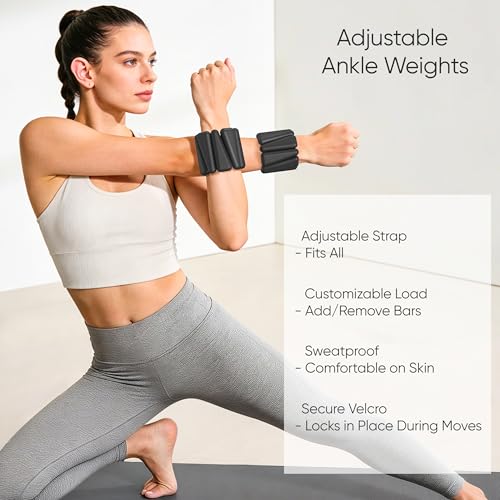 NANATI Pilates Kit, Home Pilates Workout Kit for Women, Pilates Equipment with 14.5" Pilates Ring and Ball, Resistance Bands, Ankle Weights, Sliders & Grip Socks for Home Workouts - color: New Grey