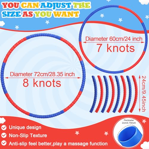 Vinsot Detachable Plastic Hoops for Kids, Adjustable Exercise Hoops Equipment for Sports, Dance, Outdoor Games, Parties and Pet Training - color: Red,Blue