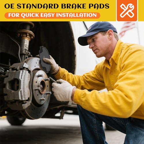Front and Rear Ceramic Brake Pads for 2013-2018 Ford C-Max Escape Focus, 2018-2022 Ecosport, 2007-2013 Mazda 3/5, Vol-vo C30