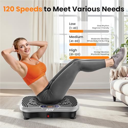 AXV Vibration Plate Fitness Platform Exercise Machine Vibrating Shaking Full Body Shaker Workout Vibrate Stand Shake Board Sport for Weight Loss Fat Burner for Gym Home Office - color: SLIM.SILVER