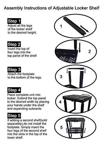 Locker Organizer Shelf， Adjustable Width and Height, Ideal Locker for School, Office, and Gym Lockers (Black) - color: Black