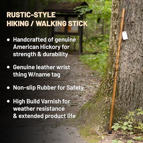 Handmade Wooden Walking Cane for Men Women Seniors with Genuine Leather Wrist Strap for Hiking, Walking and Outdoor Trekking - Made in USA - size: 48" - Medium Adult, style: Pace Setter