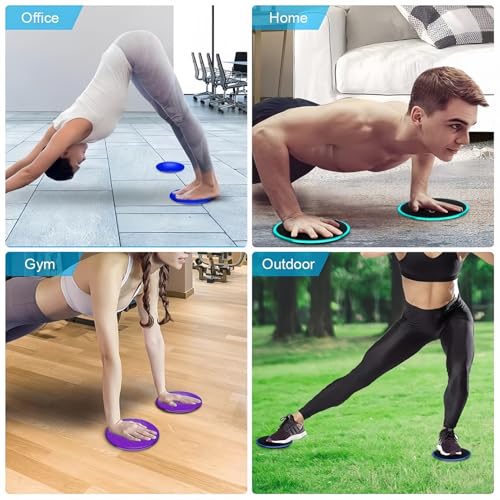 Core Sliding Discs - Dual Sided Workout Sliders for Carpet & Hardwood Floor - Home Ab Pads Exercise Equipment Fitness Sliders for Women and Men - color: Purple