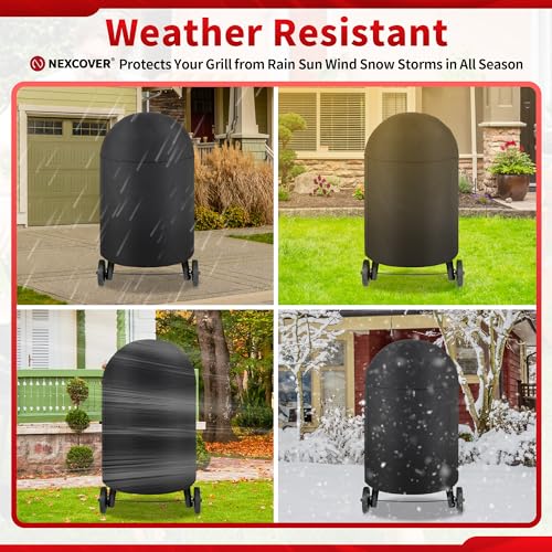 NEXCOVER Round Grill Cover - 34” Dia by 41”H BBQ Cover, Dome Smoker Cover, Waterproof &UV Resistant Barbeque Grill Cover for Outdoor Grill, Compatible for Char-Griller Akorn Kamado Grills - size: Round 34"Dia