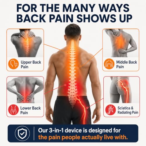 The Original Triple Fusion TriArc 3in1 Back Pain Relief Massager | Orthopedic Level Spinal Decompression, Drug Free Home Use Sciatica & Back Pain Relief - Heat, Traction + Pulsed Massage - color: Dark Grey