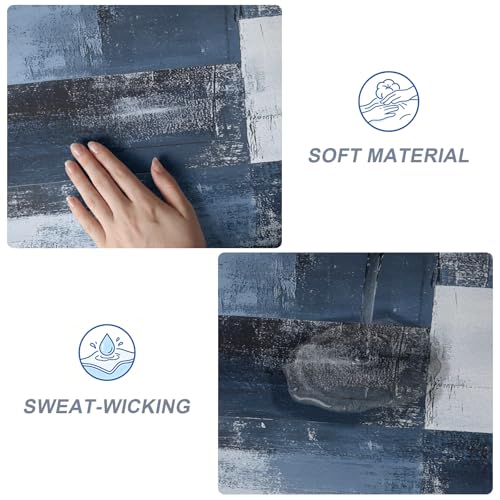 Navy Blue Grey White Yoga Mat Non Slip Abstract Art Modern Oil Painting Exercise Mat with Carrying Strap, Large Yoga Mats for Women, Workout Mats for Pilates, Stretching & Fitness - color: Navy Blue White, size: 68"L x 24"W