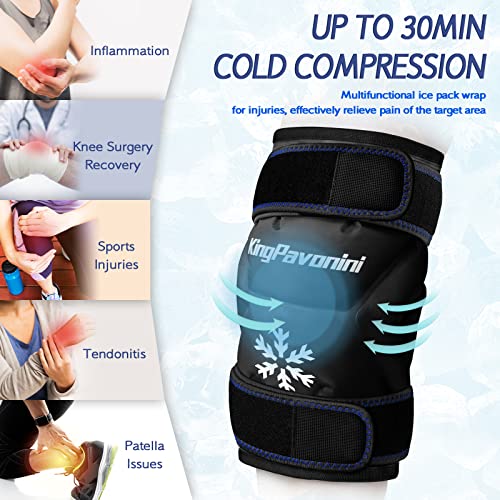KingPavonini XXL Knee Ice Pack Wrap Around Entire Knee After Surgery, Large Reusable Gel Ice Pack for Injuries, Pain Relief, Swelling, Sports Injuries, 1 Pack (Black) - style: Black