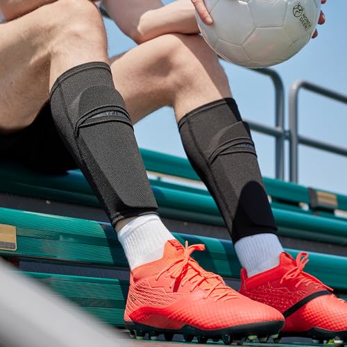 Northdeer Soccer Shin Guards Sleeves with Optimized Insert Pocket(1Pair) - color: pink, size: M (4'7"-5'3")