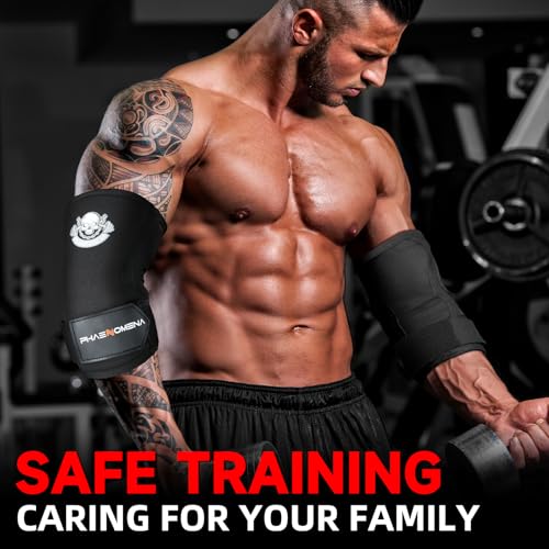 Weightlifting Elbow Brace(1 Pair), Elbow Sleeve with Dual Pressurization Design Straps for Bench Press, Powerlifting, Pressing, Neoprene Training Gear for Men and Women - size: Large