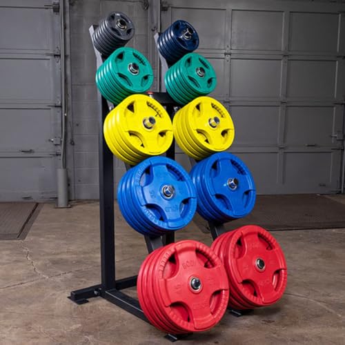 Body-Solid Quad Grip Design Rubber Plate - Olympic Weight Plates with Rubber Coating for Weight Lifting and Strength Training - style: 5 lbs.