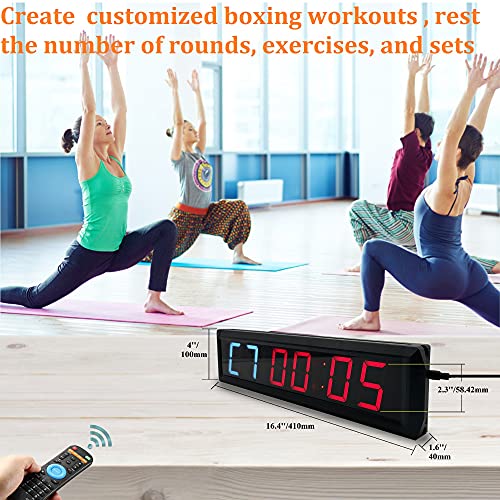 Workout Timer Wall Interval Clock Count Down/Up Stopwatch with Remote (2.3inch Blue and Red) - color: 2.3inch Blue and Red