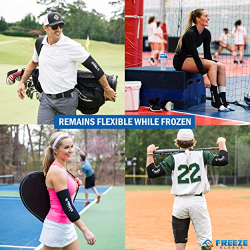 FreezeSleeve Ice and Heat Therapy Sleeve | Reusable Ice Pack Flexible Gel Compression Sleeve for Pain Relief and Recovery of Elbow Knee Ankle Leg Wrist Injuries | Black Small/Medium - color: Black, size: Small/Medium (Pack of 1)