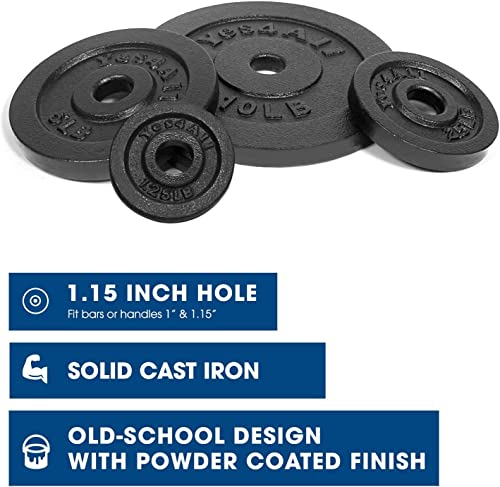 Yes4All Cast Iron Weight Plates, 1.15-Inch Standard Hole Weight Plate Set of 4 & 8, Fits Dumbbell Handles for Strength Training, Weightlifting & Home Gym Workouts - size: 37,5lb in Total(2x1.25lb +2x2.5lb +2x5lb +2x10lb)