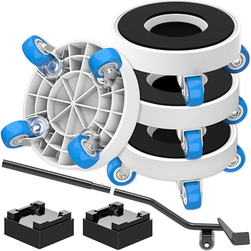 New Upgrade Furniture Movers with Wheels: Deep Groove for More Secure Grip | Furniture Sliders with 360° Rotatable Wheels - Moving Heavy Duty Sofa Bed on Hardwood Floors - Load Capacity Up to 750lb - size: 1.25in wheels Round + 1 pry bar